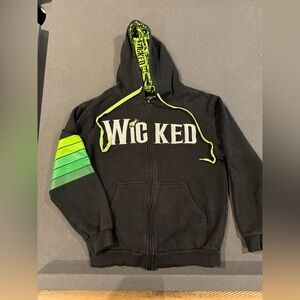 Wicked The Broadway Musical Tour Unisex Stripe Logo Full Zip Hoodie - Size Small